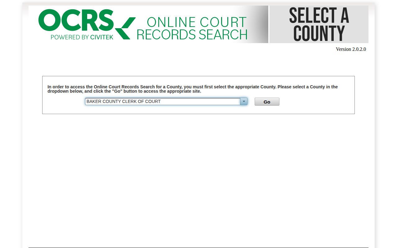 Baker County released inmate criminal court record search