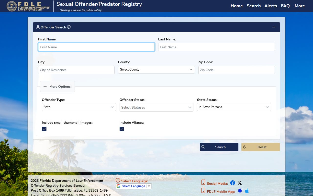 Baker County released mugshots through the official FDLE registry